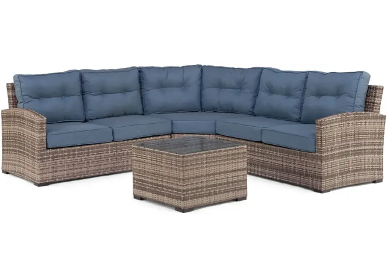 Club Porch Woven Sectional With Coffee Table 