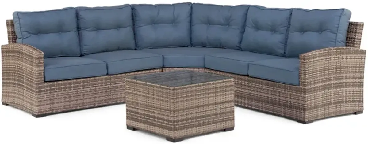 Club Porch Woven Sectional With Coffee Table 