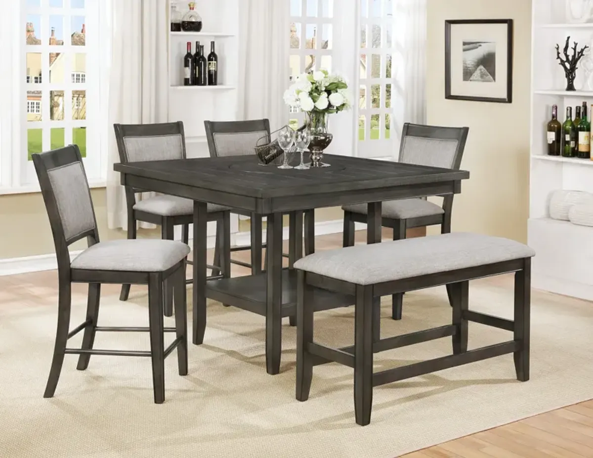 Fulton Grey Counter Table With 4 Counter Stools And Bench