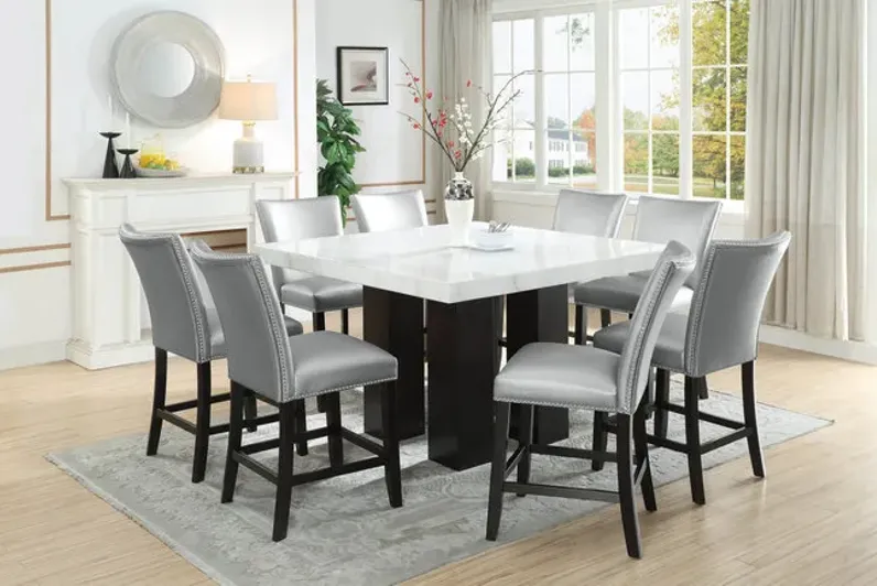 Maxton Counter Table With 8 Silver Stools