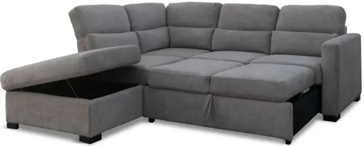 Sadie 2 Piece Pop Up Sleeper Sectional With Storage - Left Arm Chaise