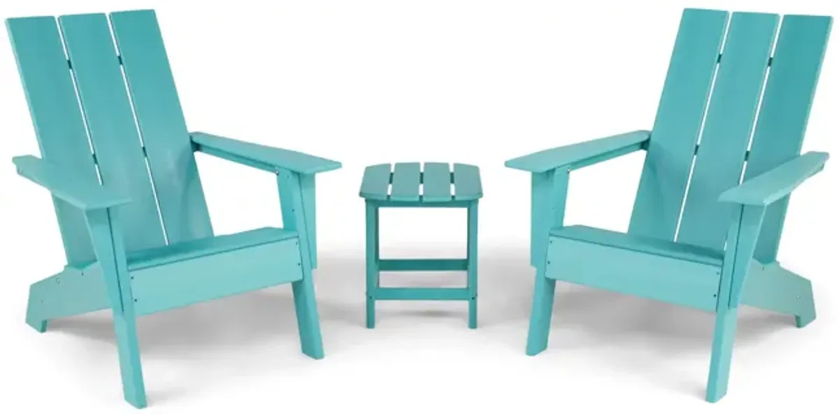 Sunrise 3 Piece Adirondack Set - Aqua