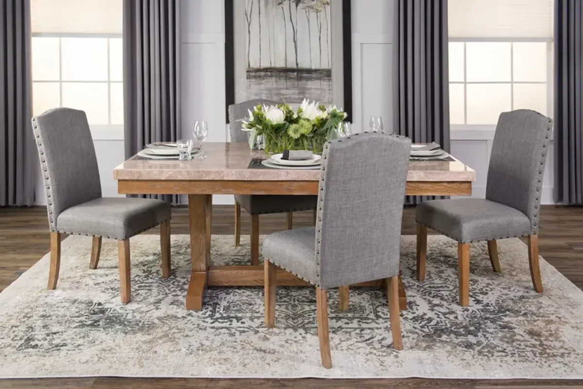 Vesper Trestle Table With 4 Upholstered Chairs