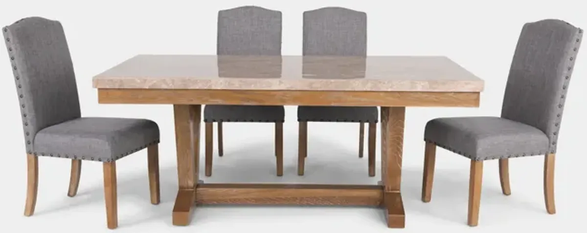 Vesper Trestle Table With 4 Upholstered Chairs