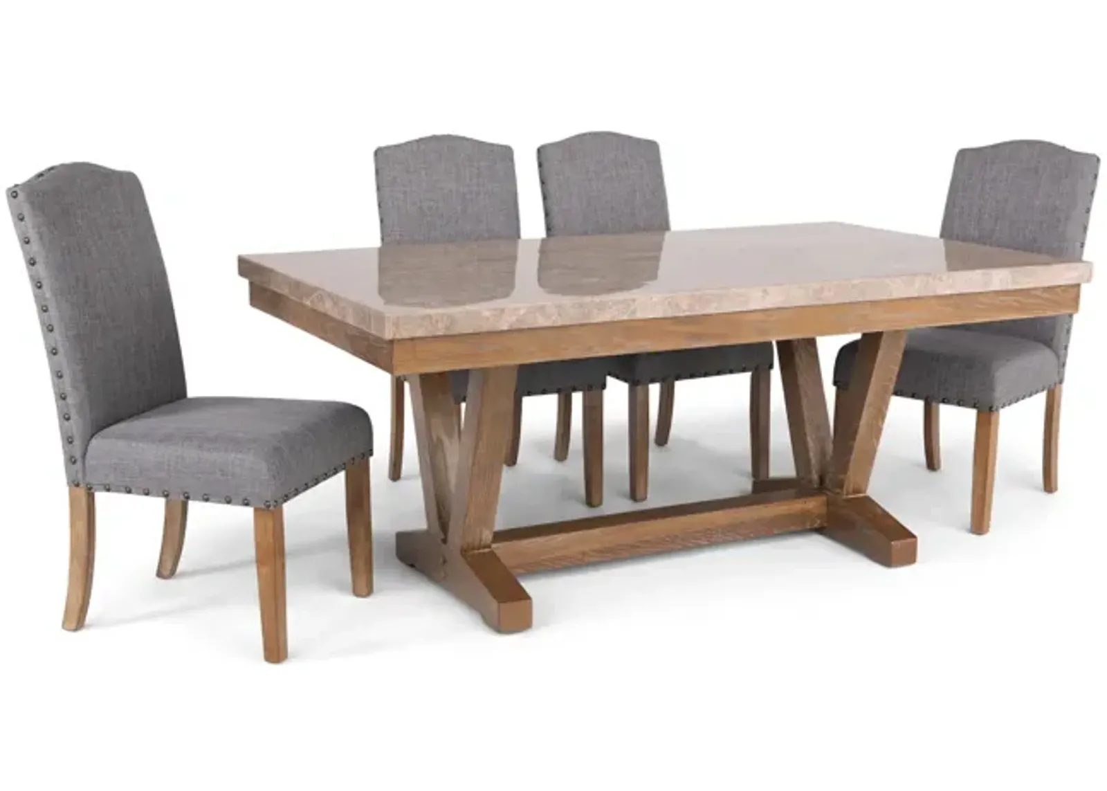 Vesper Trestle Table With 4 Upholstered Chairs