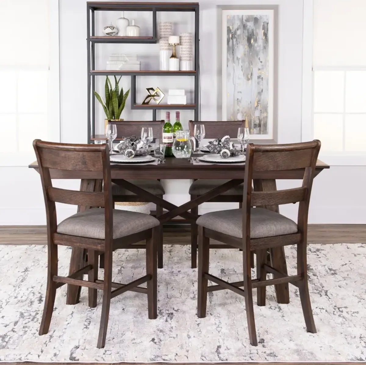 Hillcrest Counter Table With 4 Counter Stools