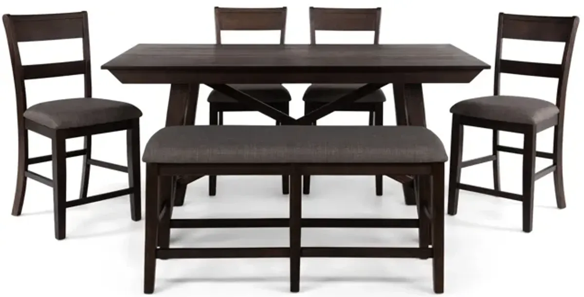 Hillcrest Counter Table With 4 Stools And Bench