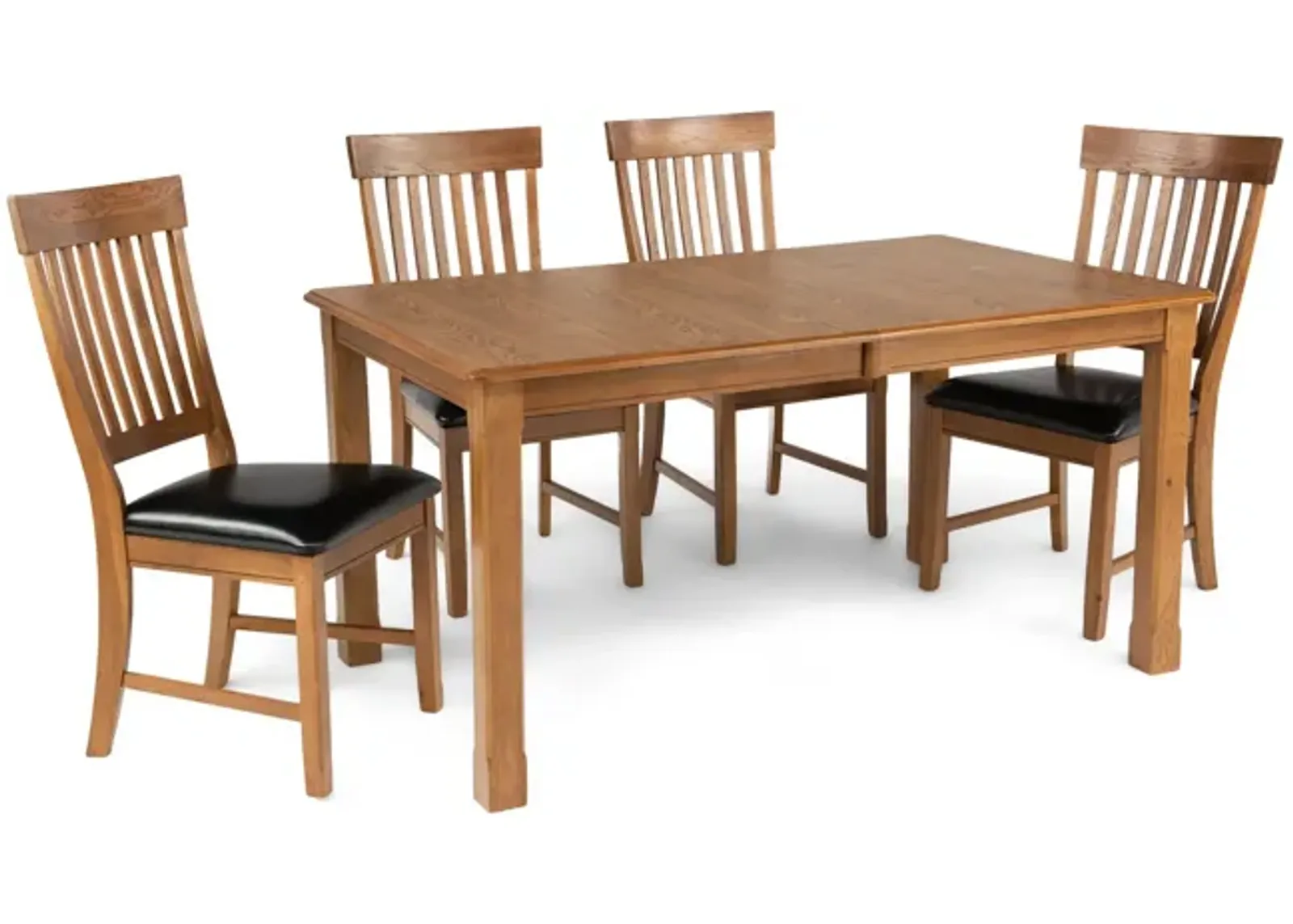 Family Dining Leg Table With 4 Slat Back Chairs