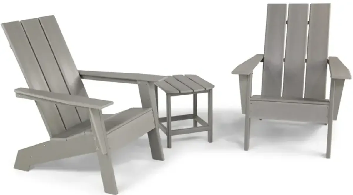 Sunrise 3 Piece Adirondack Set - Dark Grey