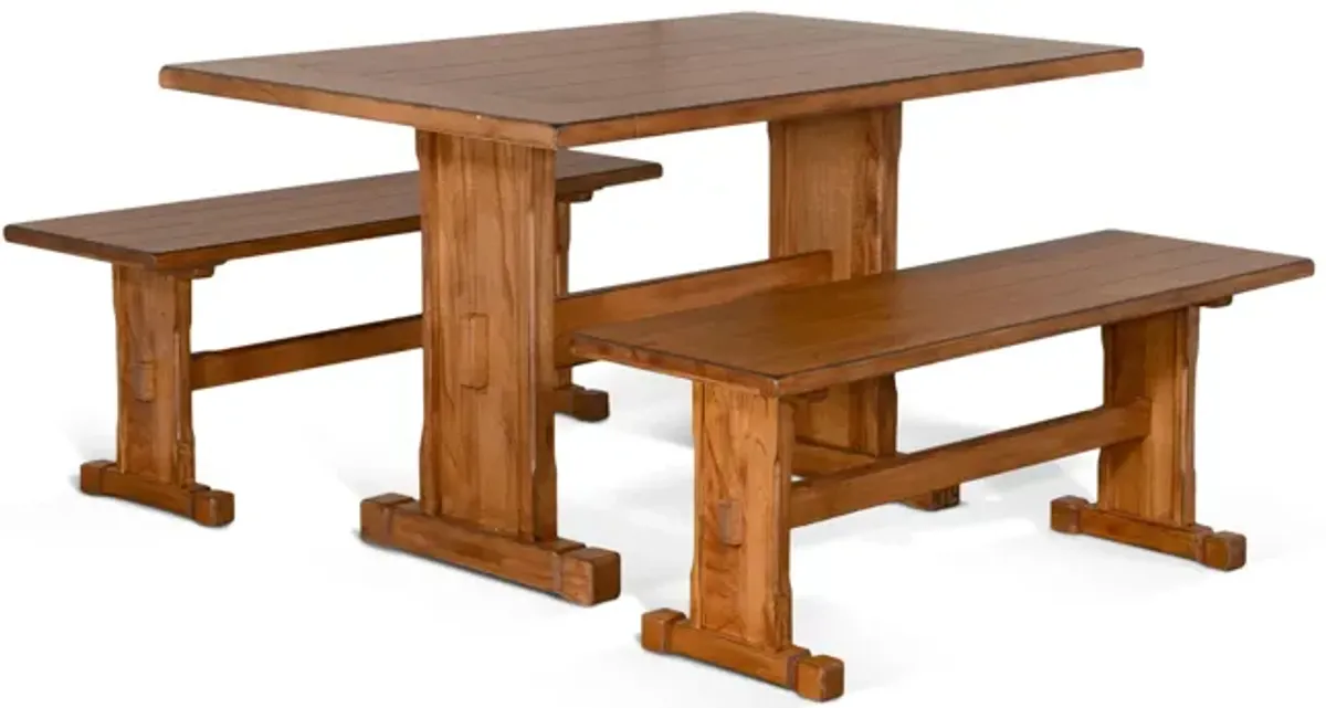 Fresno Dining Table with 2 dining benches