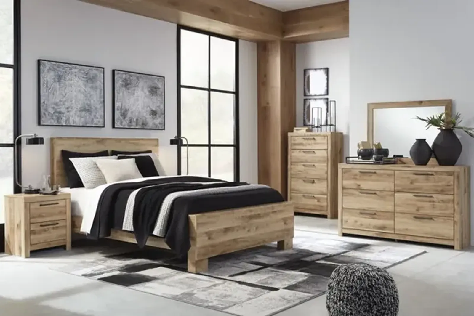 Dylan Queen Panel Bedroom Suite - Light Oak  