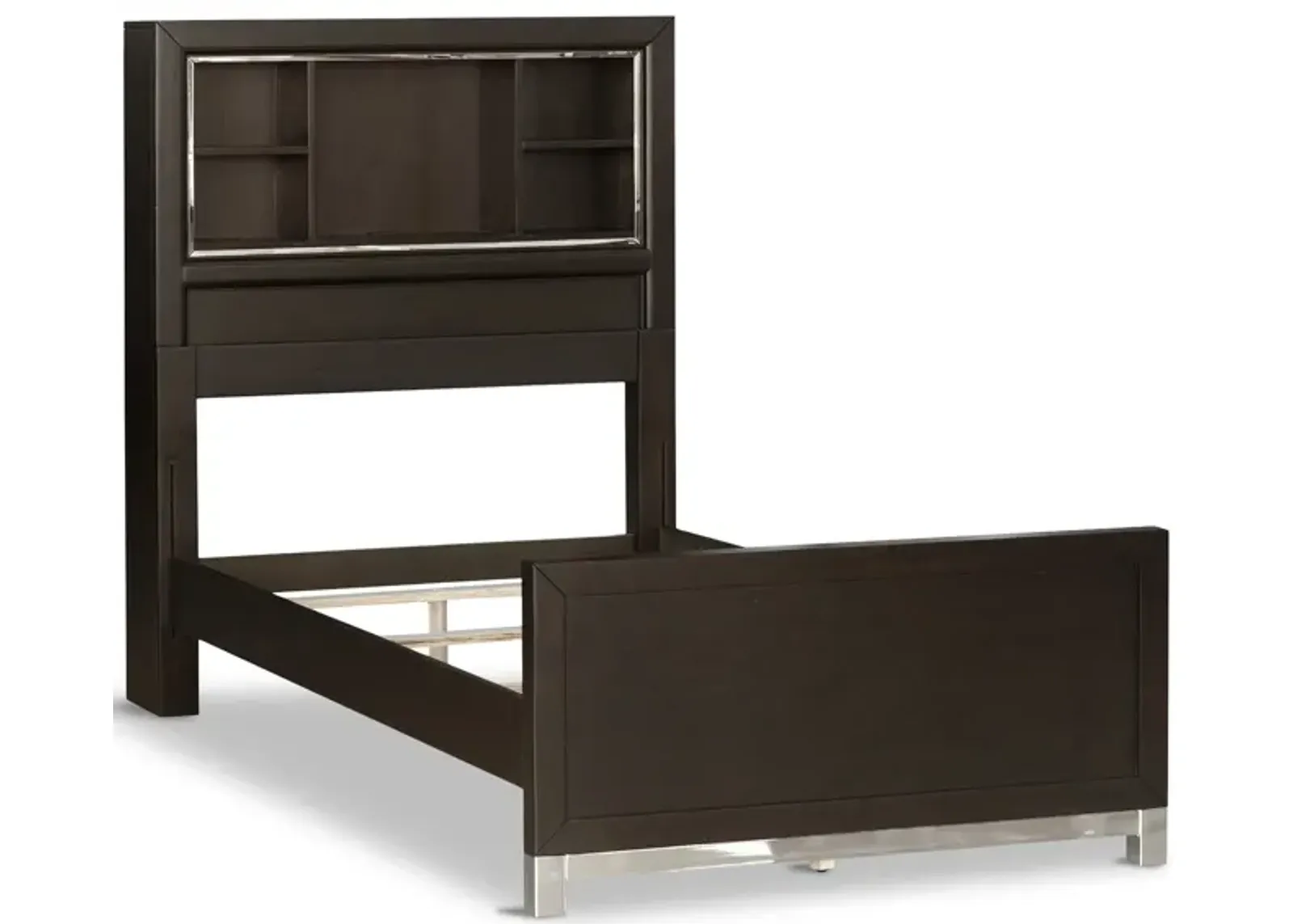 Jordyn Twin Brown Bookcase Headboard Bed