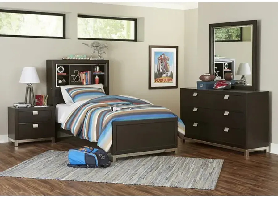 Jordyn Twin Bookcase Headboard Brown Bedroom Suite