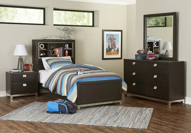 Jordyn Twin Bookcase Headboard Brown Bedroom Suite