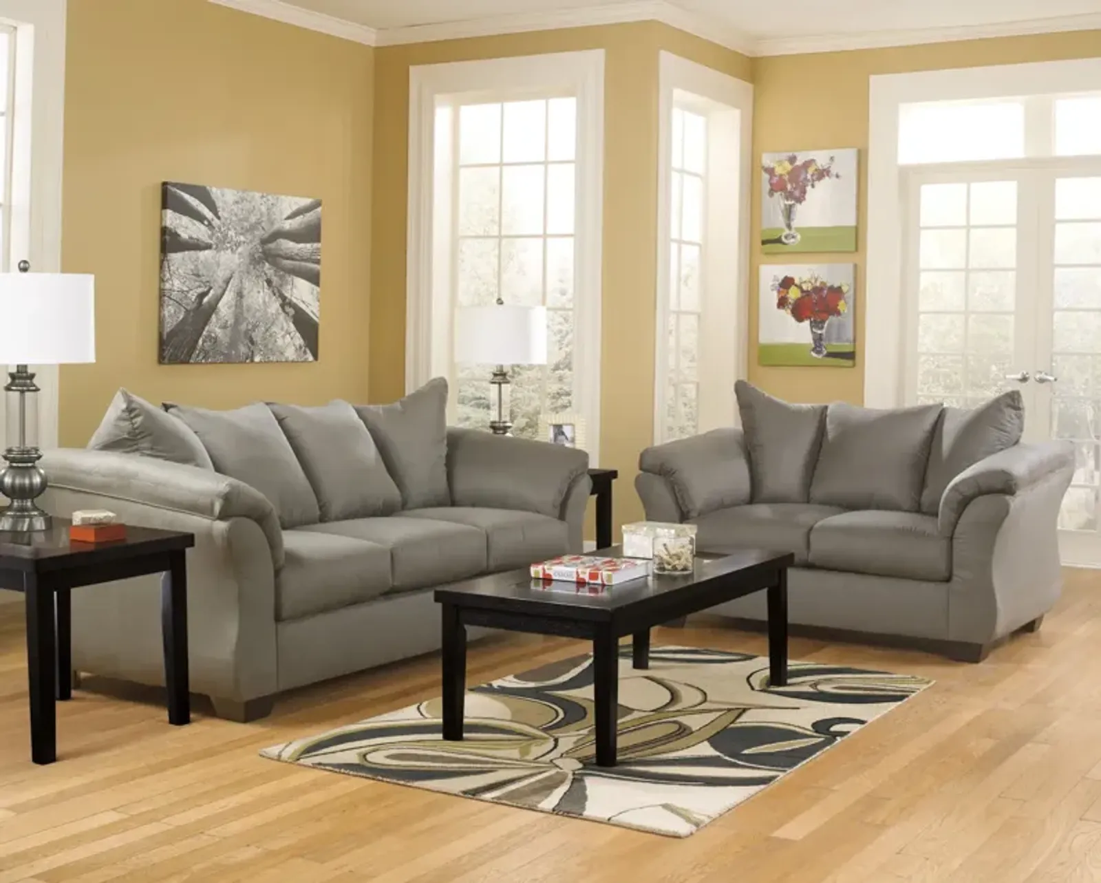 Almath Sofa   Loveseat Set - Cobblestone