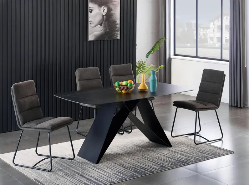 Melvin Dining Table With 4 Grey Chairs