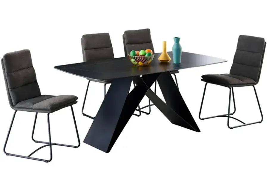 Melvin Dining Table With 4 Grey Chairs