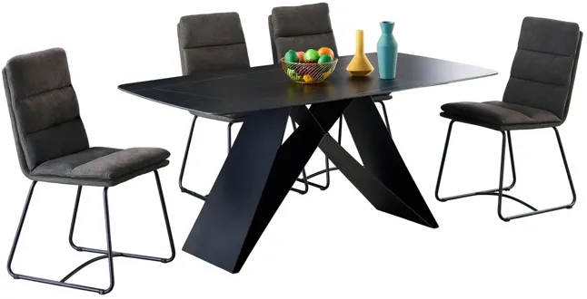 Melvin Dining Table With 4 Grey Chairs