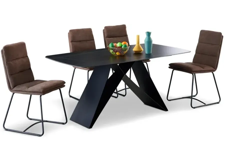 Melvin Dining Table With 4 Brown Chairs