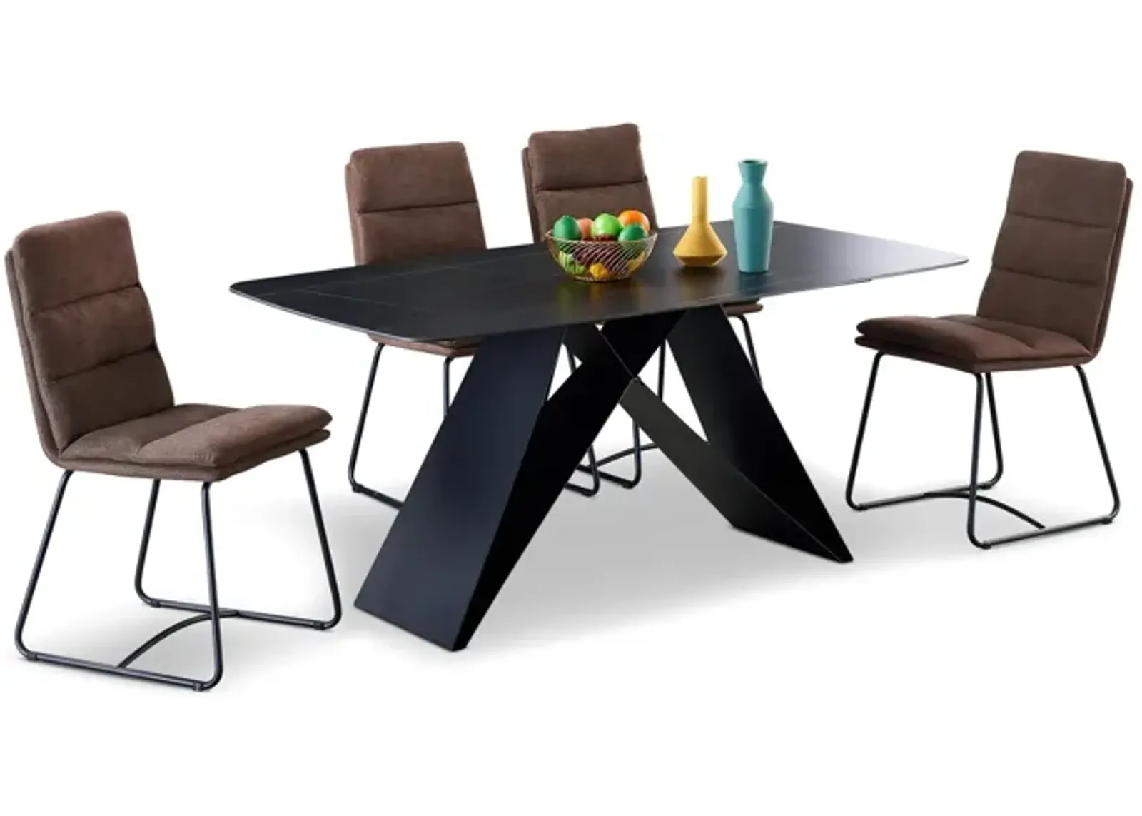 Melvin Dining Table With 4 Brown Chairs