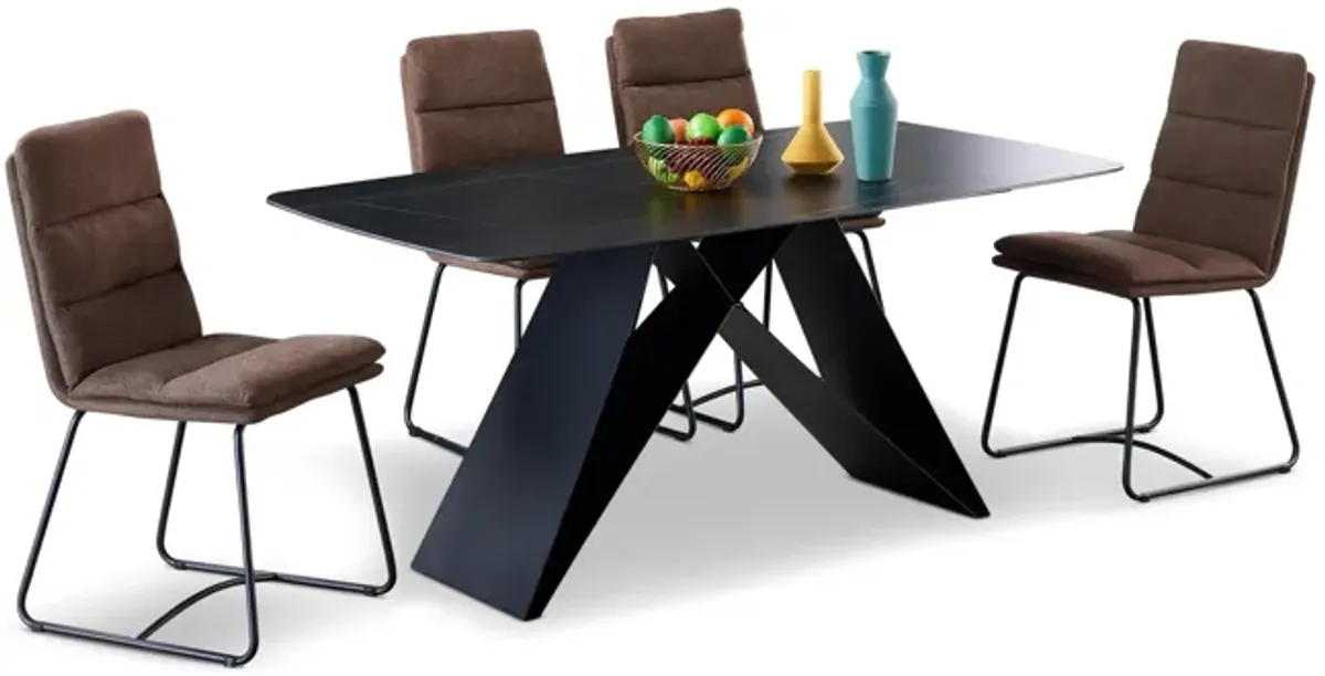 Melvin Dining Table With 4 Brown Chairs