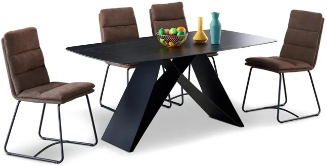 Melvin Dining Table With 4 Brown Chairs