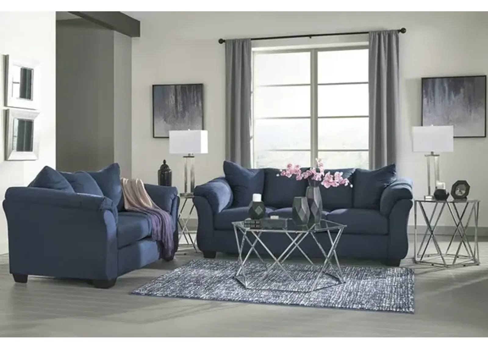 Almath Sofa   Loveseat Set - Blue