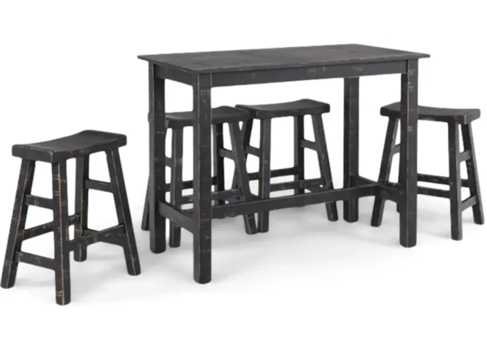 Captiva Counter Table With 4 Saddle Seat Stools - Black Sand