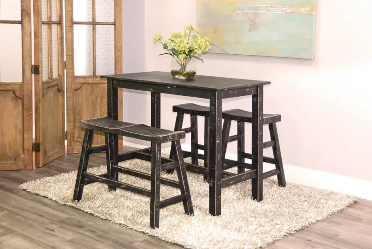 Captiva Counter Table With 2 Saddle Seat Stools And Bench - Black Sand