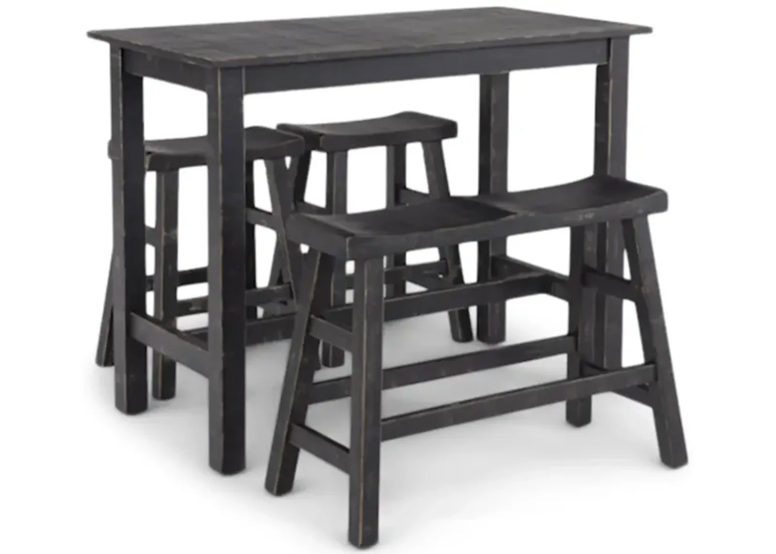 Captiva Counter Table With 2 Saddle Seat Stools And Bench - Black Sand