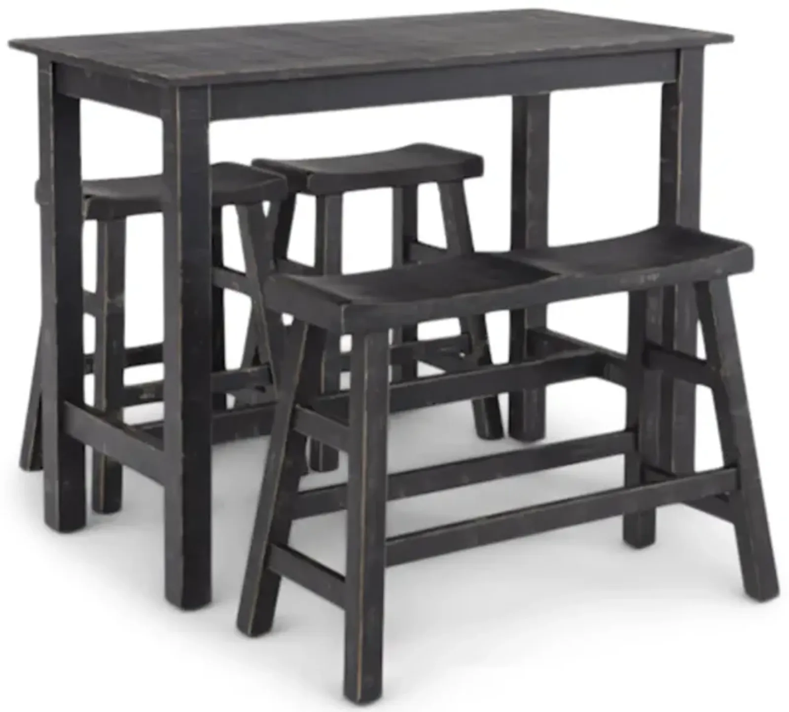 Captiva Counter Table With 2 Saddle Seat Stools And Bench - Black Sand