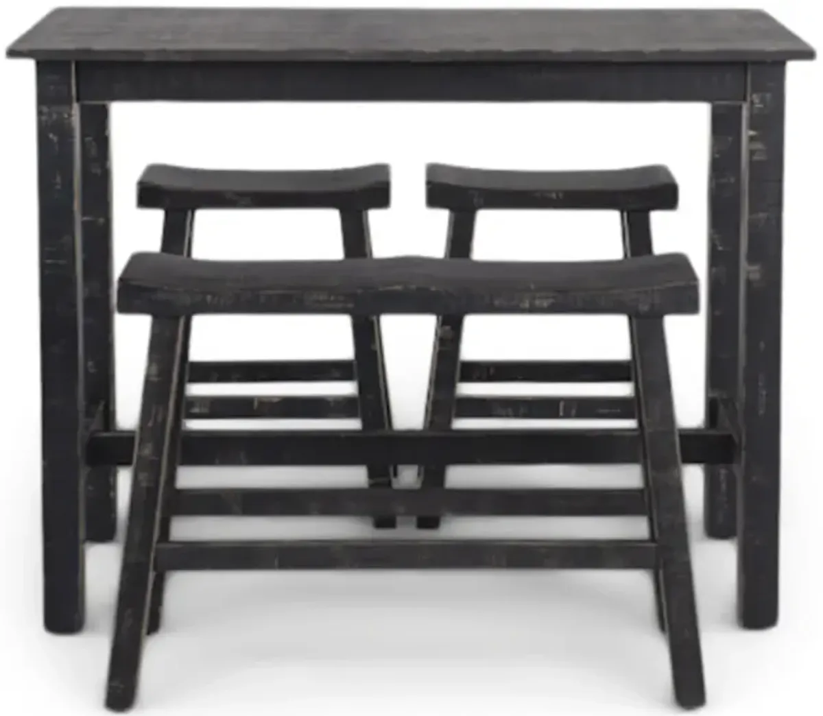 Captiva Counter Table With 2 Saddle Seat Stools And Bench - Black Sand