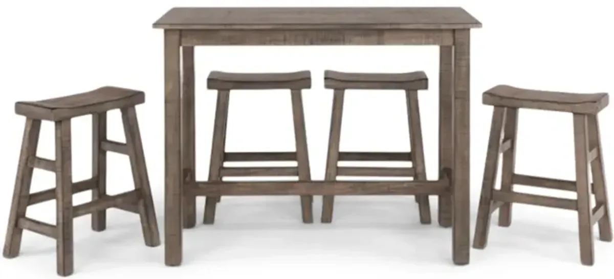 Captiva Counter Table With 4 Saddle Seat Stools - Pebble Beach