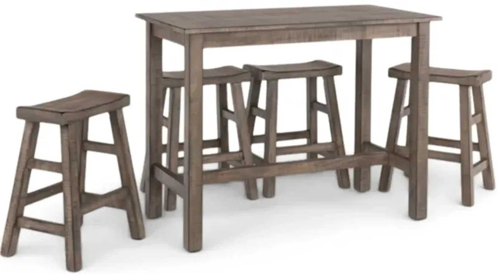 Captiva Counter Table With 4 Saddle Seat Stools - Pebble Beach