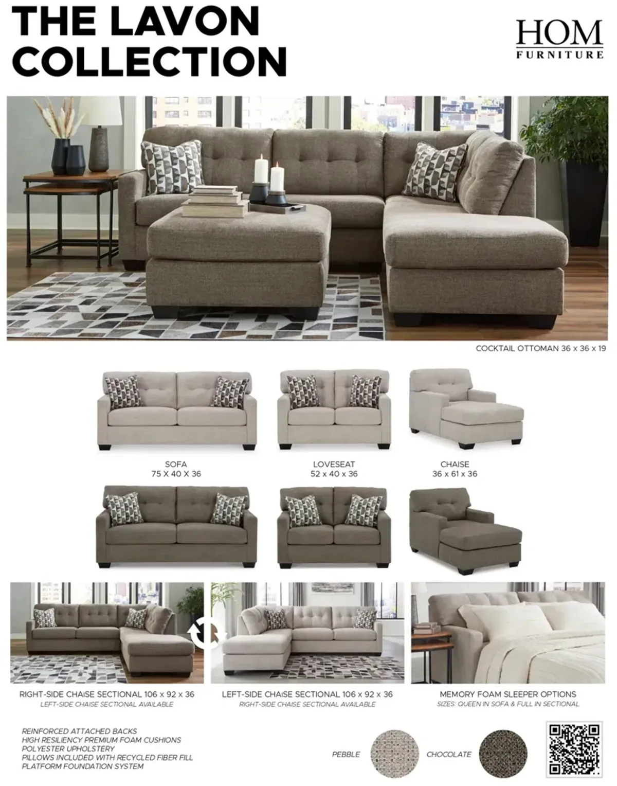 Lavon Sectional with Left Chaise - Pebble