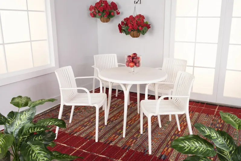 Chloe 5pc Patio Dining Set - White