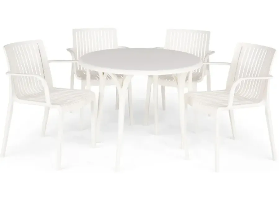 Chloe 5pc Patio Dining Set - White