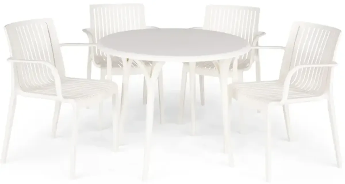 Chloe 5pc Patio Dining Set - White