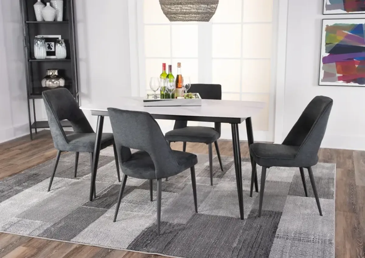 Saga Sintered Stone Table with 4 Black Lore Chairs