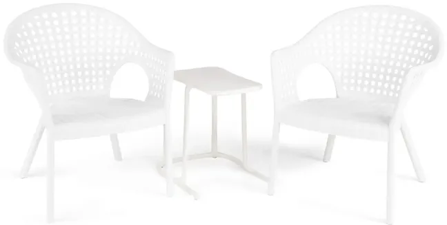 Iris Outdoor 3 Piece Chat Set - White 