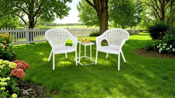 Iris Outdoor 3 Piece Chat Set - White