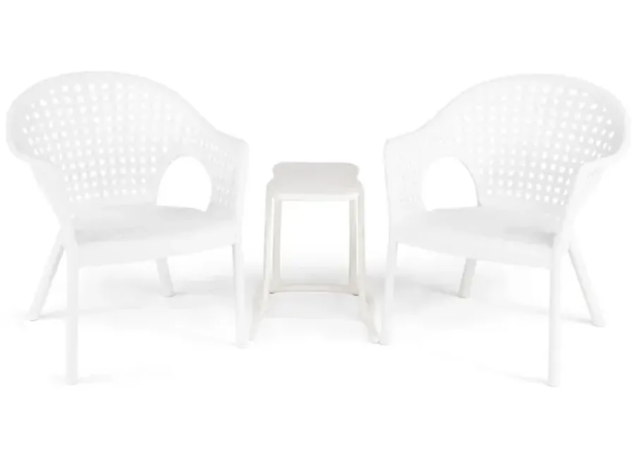 Iris Outdoor 3 Piece Chat Set - White 