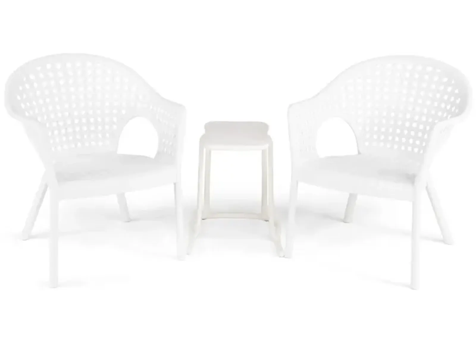 Iris Outdoor 3 Piece Chat Set - White 