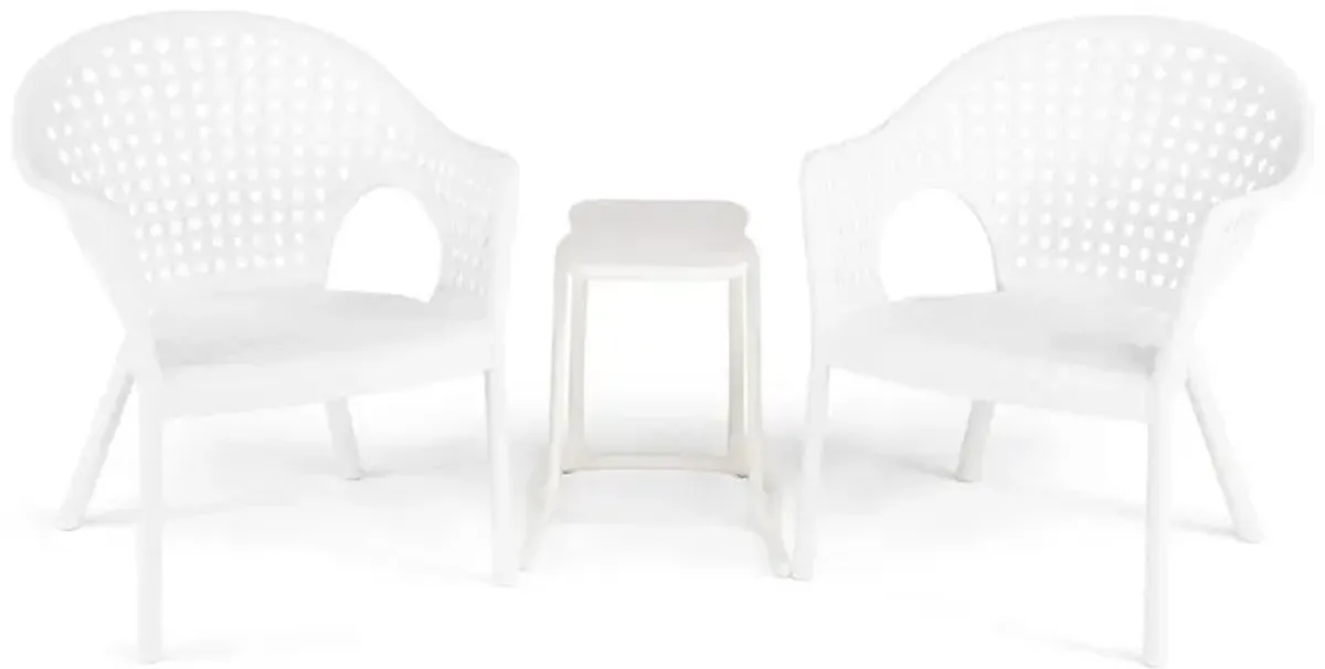 Iris Outdoor 3 Piece Chat Set - White