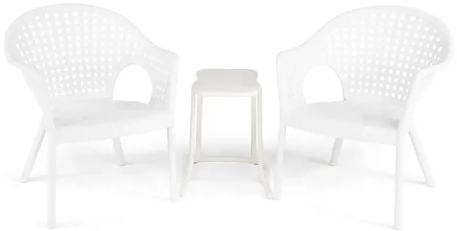 Iris Outdoor 3 Piece Chat Set - White 