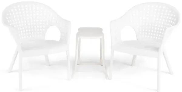 Iris Outdoor 3 Piece Chat Set - White