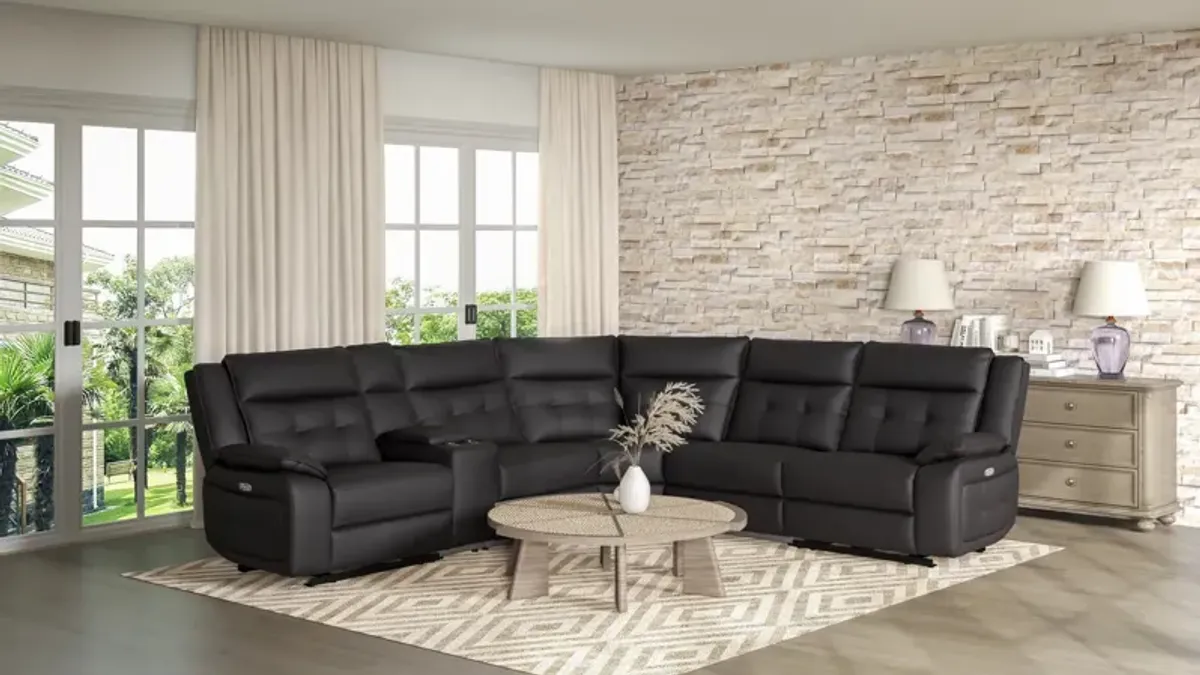 Kelso 6 Piece Leather Power Reclining Sectional