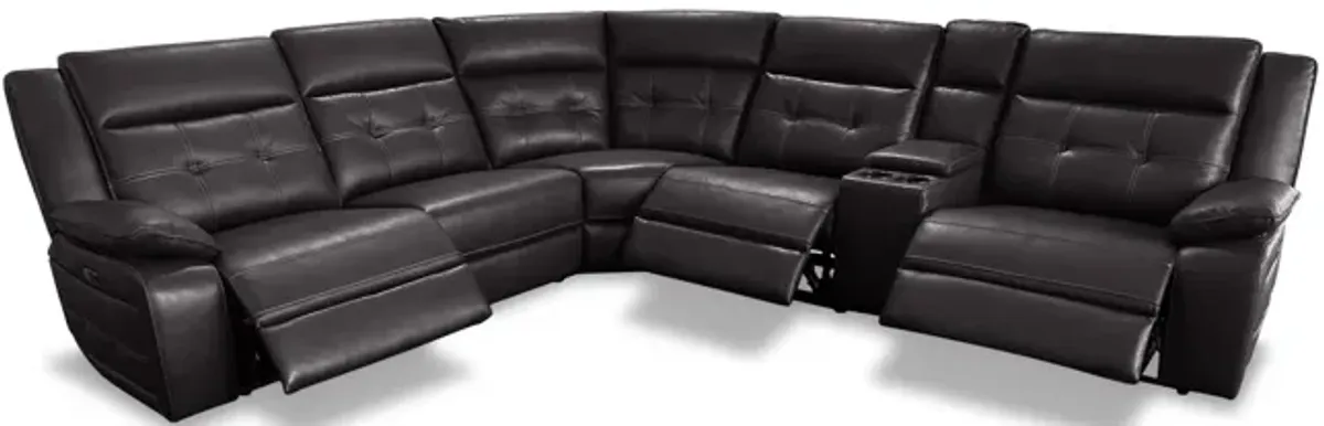 Kelso 6 Piece Leather Power Reclining Sectional