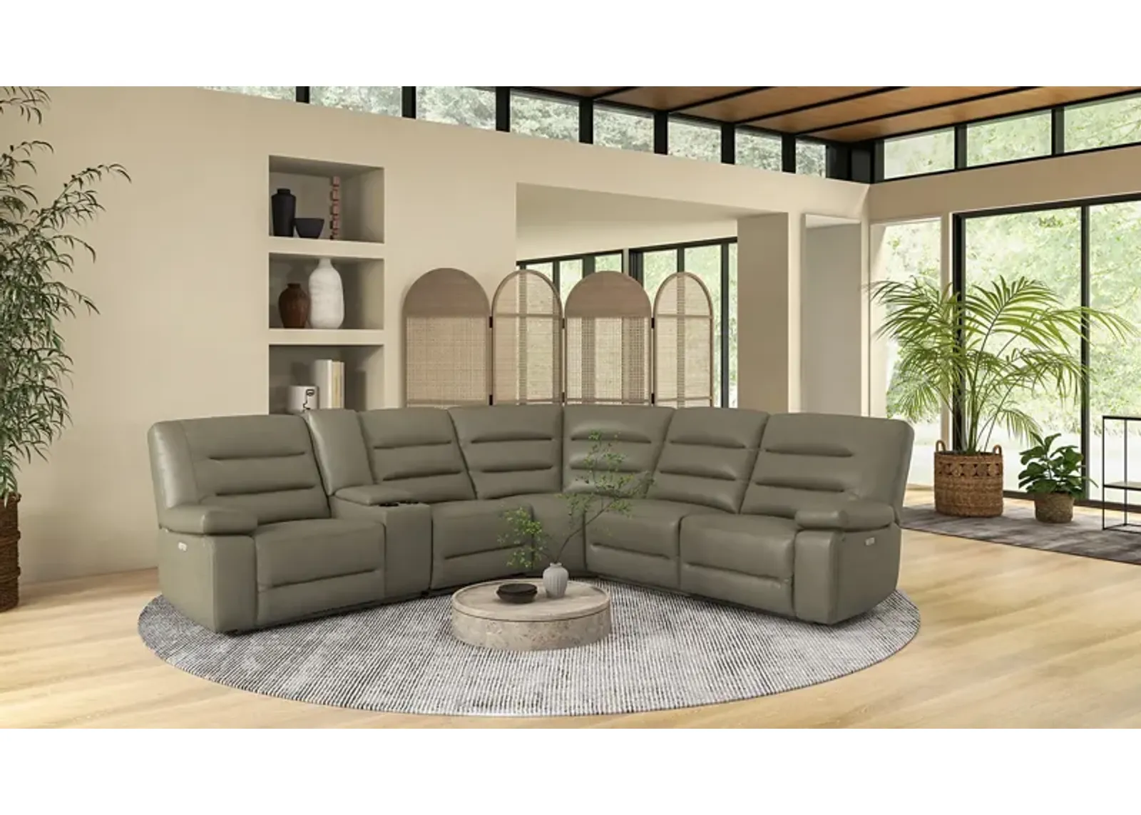 Donna 6 Piece Leather Power Reclining Sectional