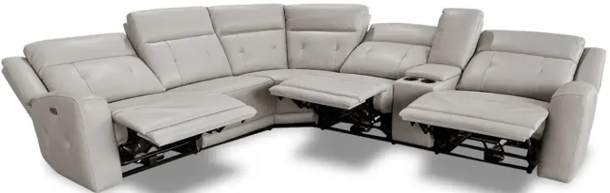 Nina 6 Piece Leather Power Reclining Modular Sectional